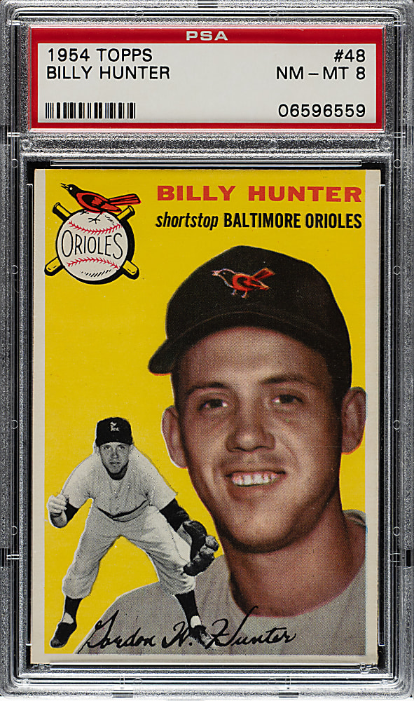 1954 Topps #48 Billy Hunter PSA NM-MT 8
