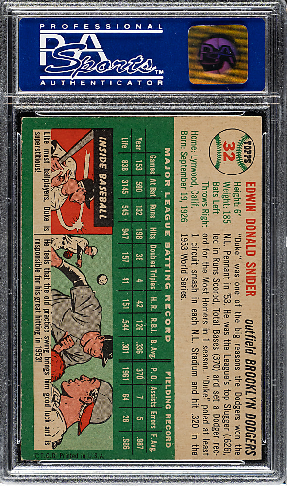 1954 Topps #32 Duke Snider PSA NM 7
