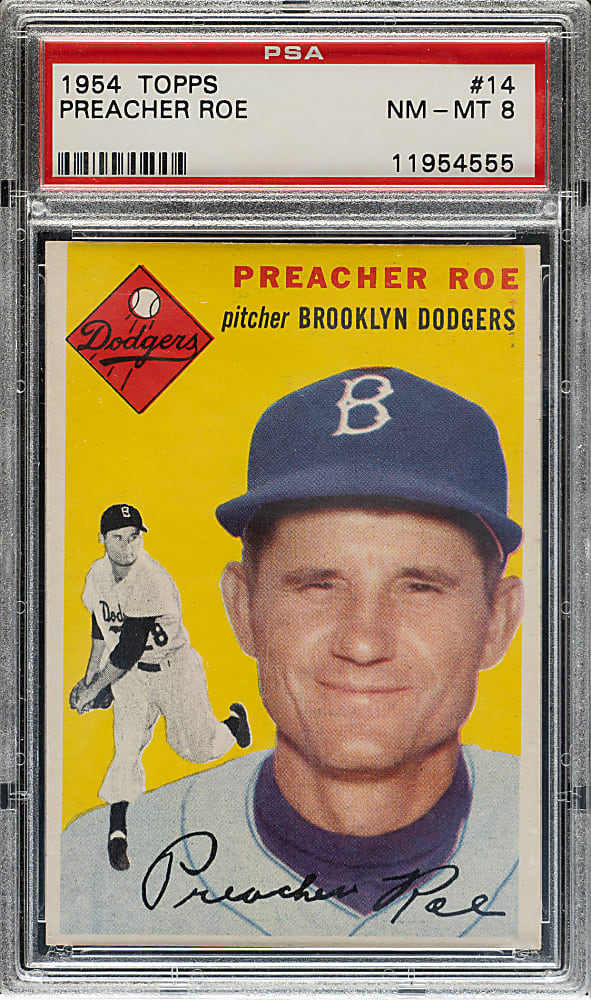 1954 Topps #14 Preacher Roe PSA NM-MT 8