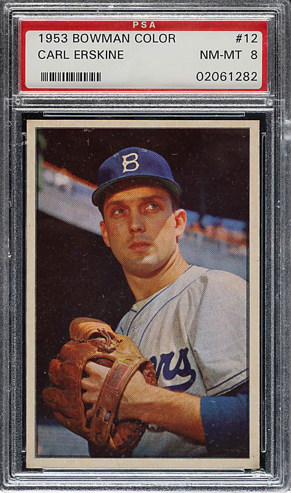 1953 Bowman Color #12 Carl Erskine PSA NM-MT 8