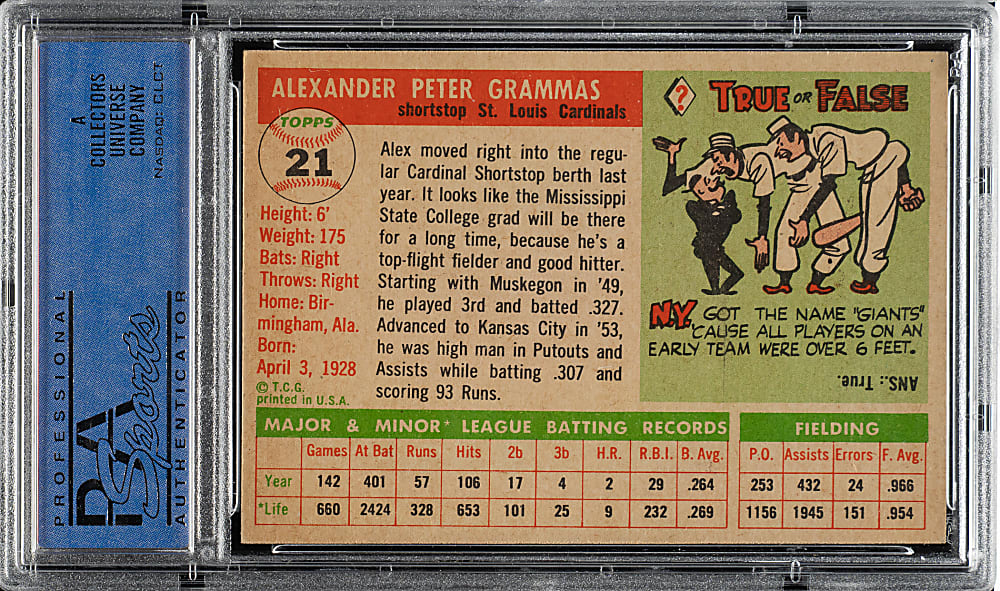 1955 Topps #21 Alex Grammas PSA NM-MT 8