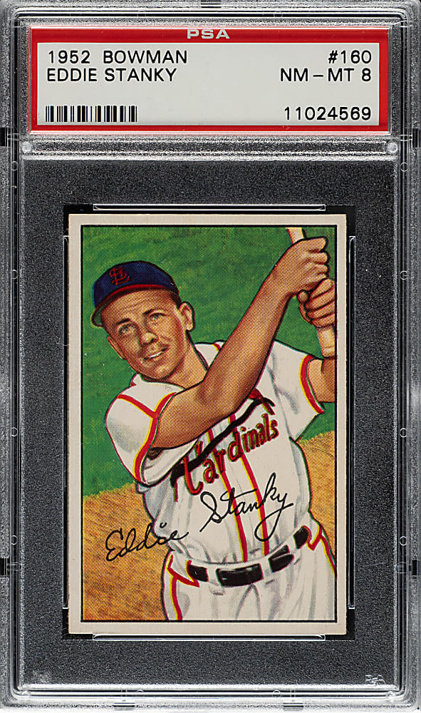 1952 Bowman #160 Eddie Stanky PSA NM-MT 8