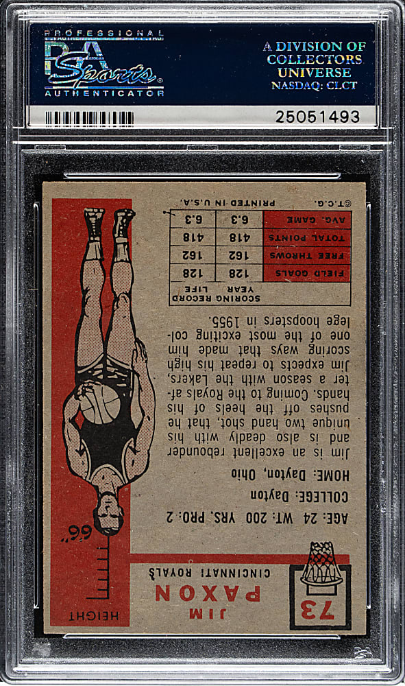 1957-1958 Topps Basketball #73 Jim Paxson PSA NM 7