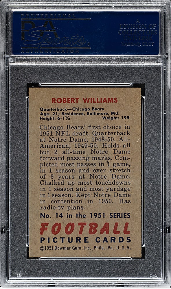 1951 Bowman Football #14 Robert Williams PSA NM-MT 8
