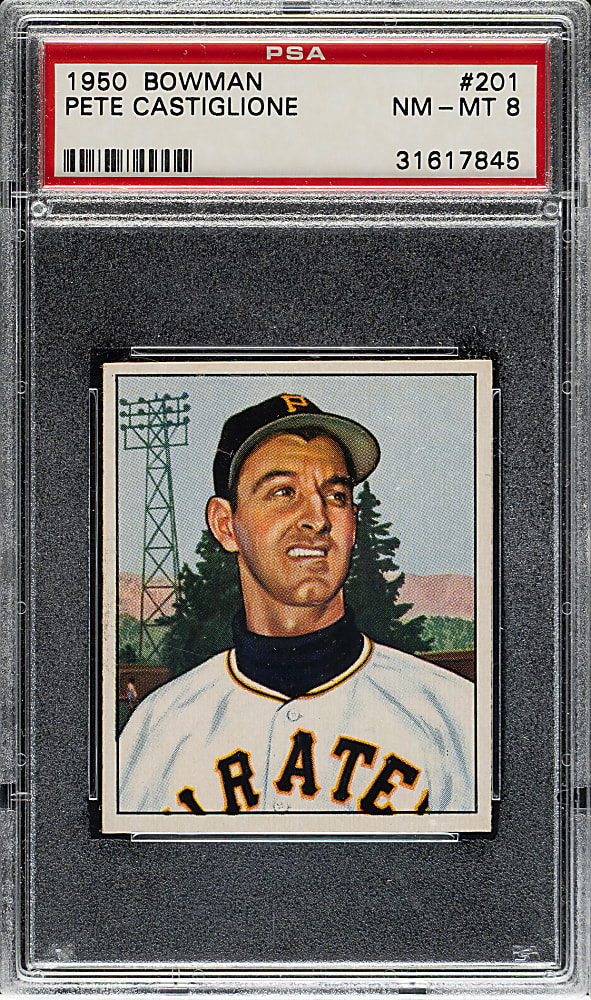 1950 Bowman #201 Pete Castiglione PSA NM-MT 8