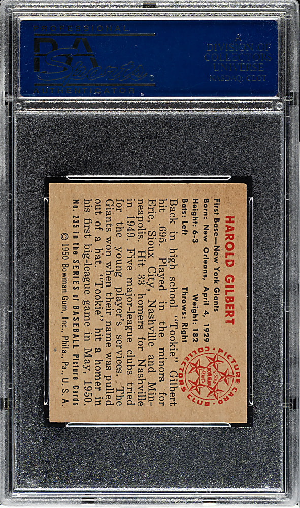 1950 Bowman #235 Harold Gilbert PSA NM-MT 8