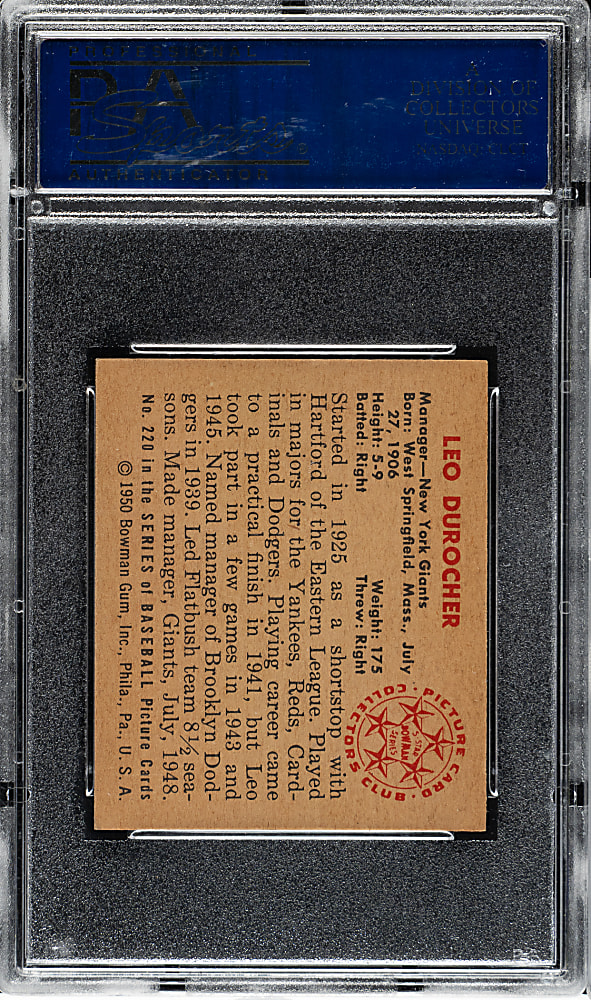 1950 Bowman #220 Leo Durocher PSA NM 7