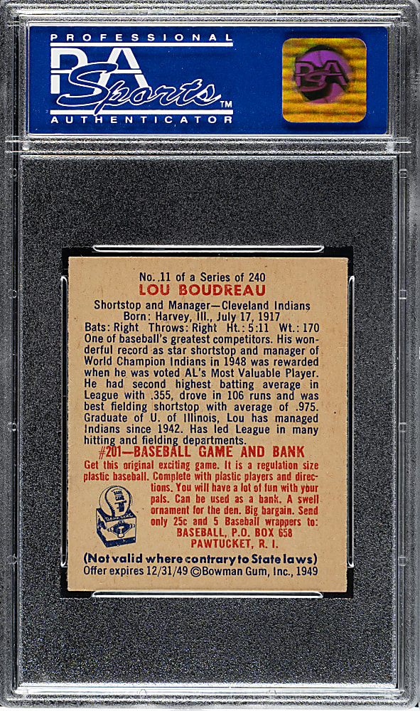 1949 Bowman #11 Lou Boudreau PSA NM 7