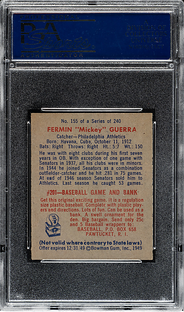1949 Bowman #155 Mickey Guerra PSA NM 7