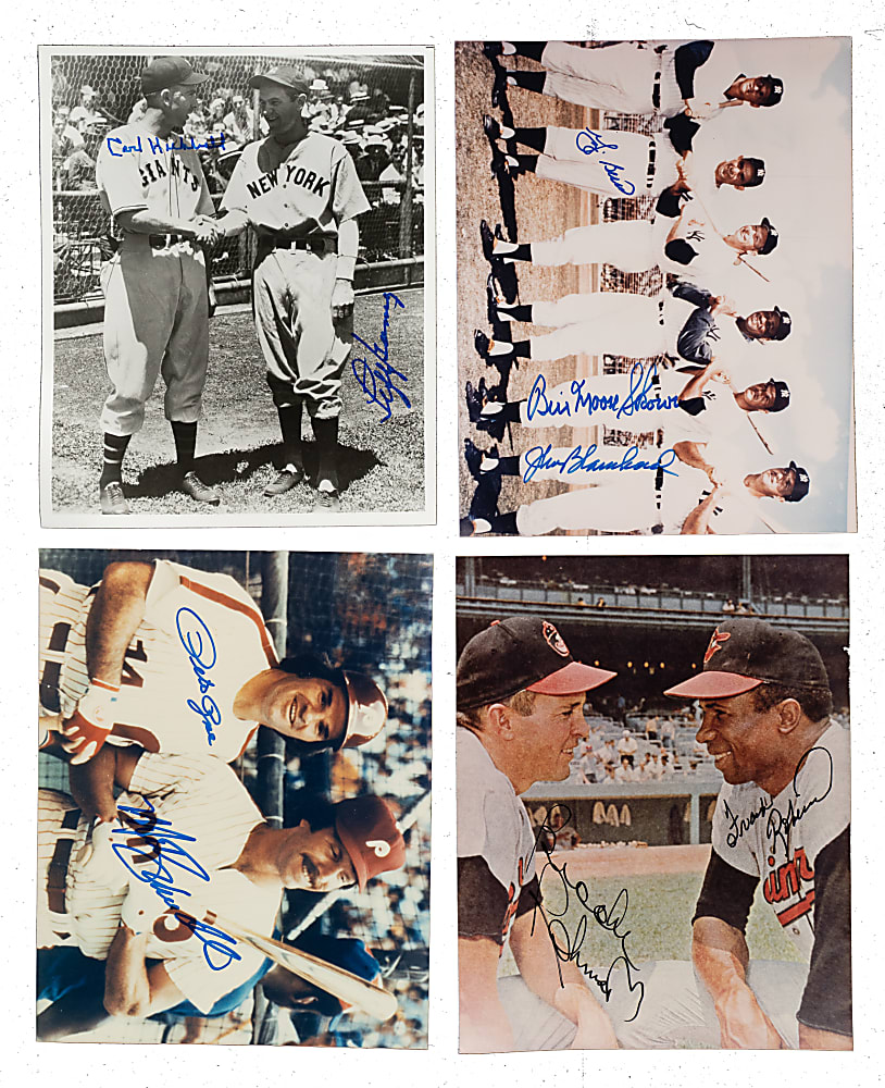 Hall of Fame and Superstar Dual-Signed Photograph Collection (32) Including Gomez, Hubbell, Rose, and Schmidt