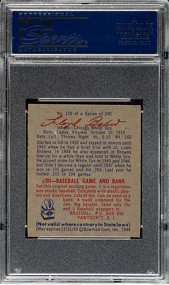 1949 Bowman #119 Floyd Baker PSA NM-MT 8