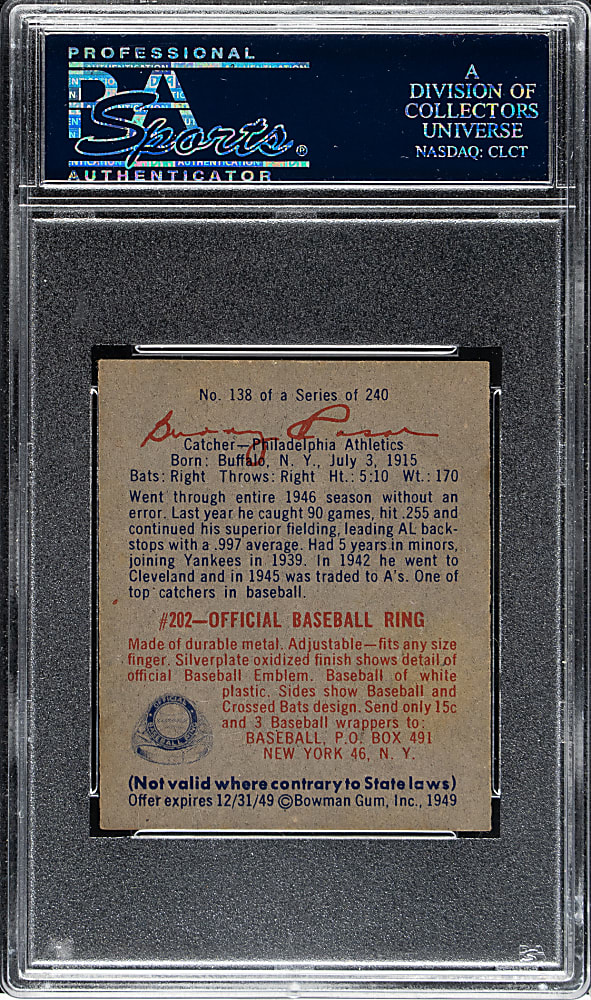 1949 Bowman #138 Warren Rosar PSA NM-MT 8