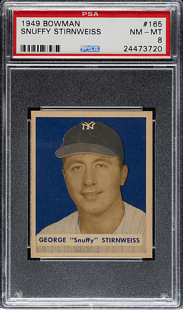 1949 Bowman #165 Snuffy Stirnweiss PSA NM-MT 8