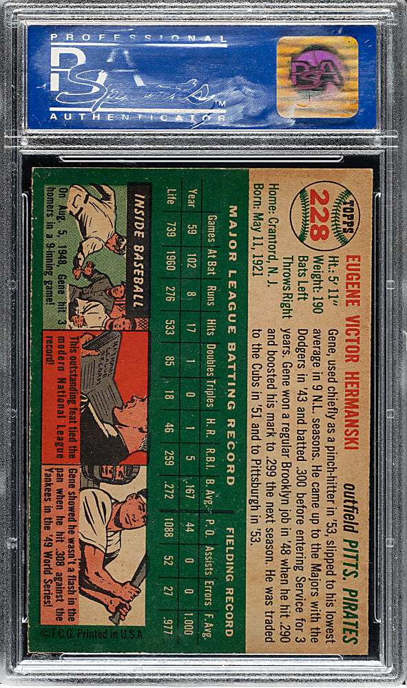 1954 Topps #228 Gene Hermanski PSA NM-MT 8