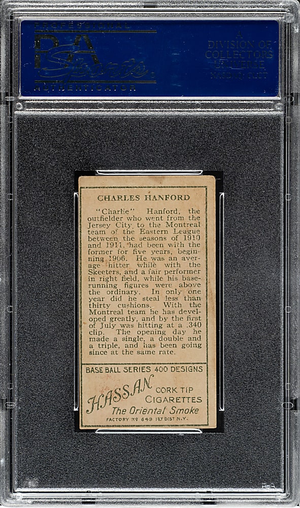 1911 T205 Gold Border Charlie Hanford Minor Leaguer PSA VG-EX 4