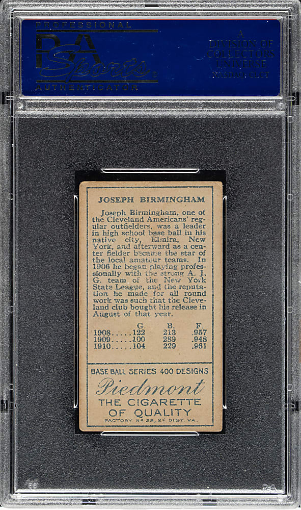 1911 T205 Gold Border Joe Birmingham PSA VG-EX 4