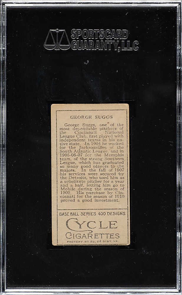 1911 T205 Gold Border George Suggs SGC VG 40 - Cycle Back