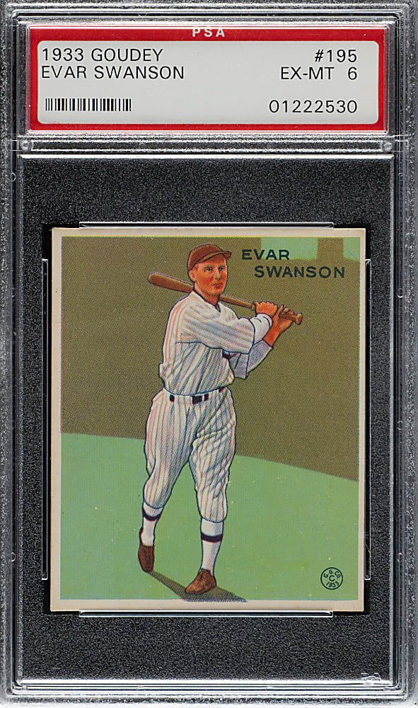 1933 R319 Goudey #195 Evar Swanson PSA EX-MT 6