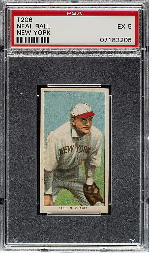1909-1911 T206 White Border Neal Ball New York PSA EX 5