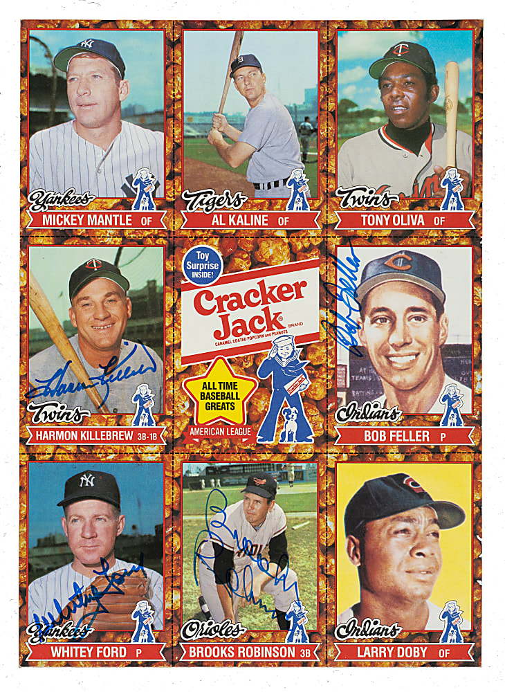 Signed 1982 Topps Cracker Jack American League Uncut Sheet