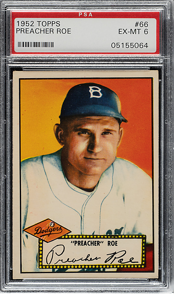 1952 Topps #66 Preacher Roe PSA EX-MT 6