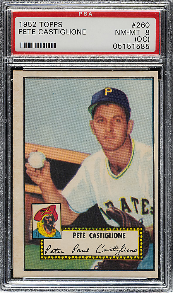 1952 Topps #260 Pete Castiglione PSA NM-MT 8 (OC)