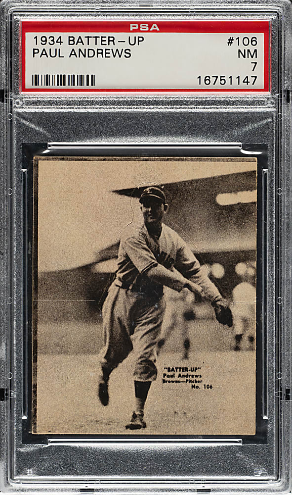 1934-1936 R318 Batter-Up #106 Paul Andrews PSA NM 7