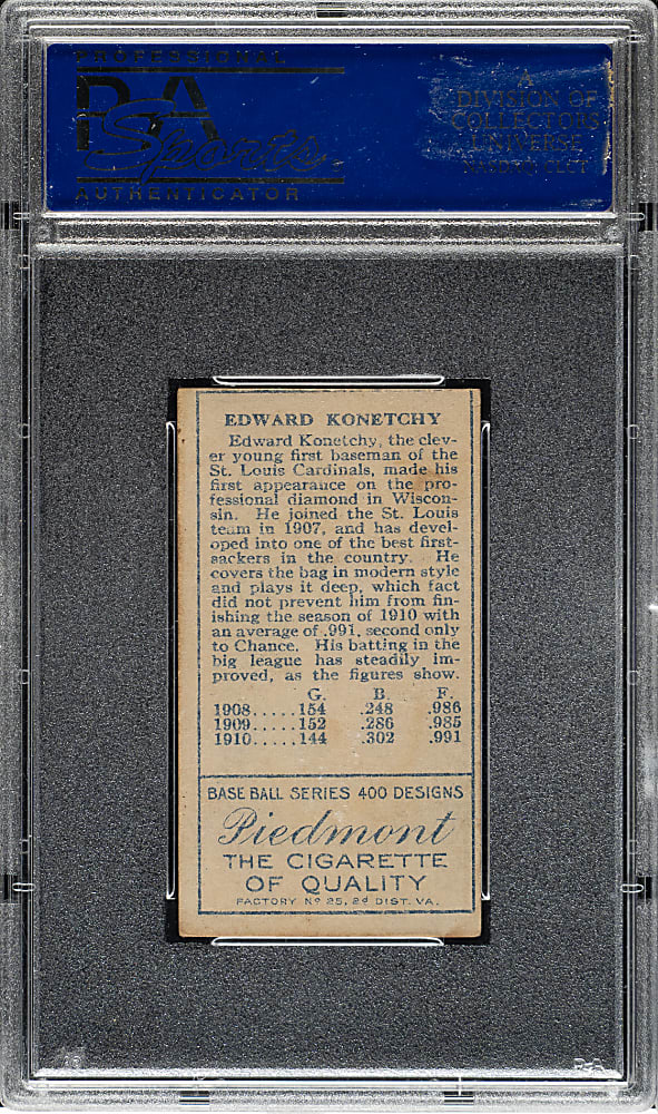 1911 T205 Gold Border Ed Konetchy PSA EX 5