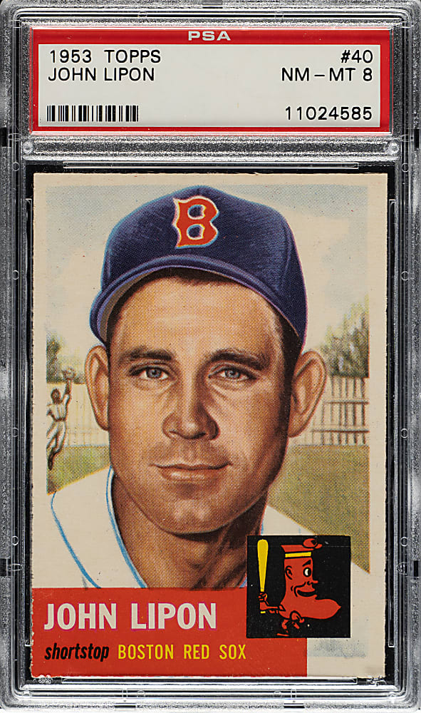1953 Topps #40 Johnny Lipon PSA NM-MT 8