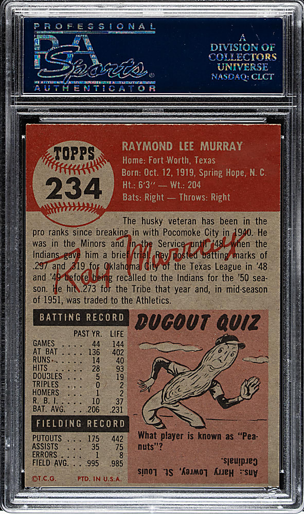 1953 Topps #234 Ray Murray PSA NM-MT 8