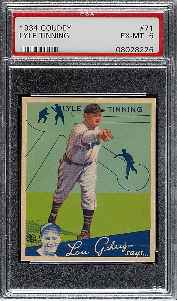 1934 R320 Goudey #71 Lyle Tinning PSA EX-MT 6