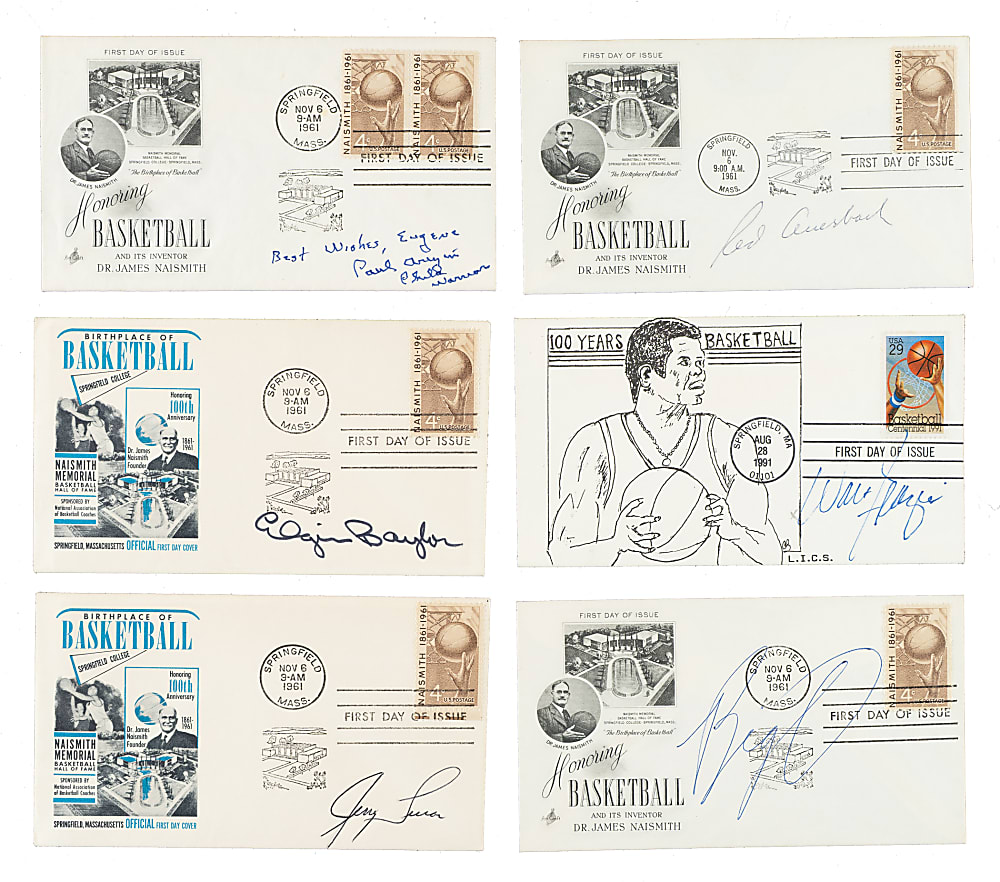 Basketball Hall of Fame Signed First-Day Cover Collection (6)