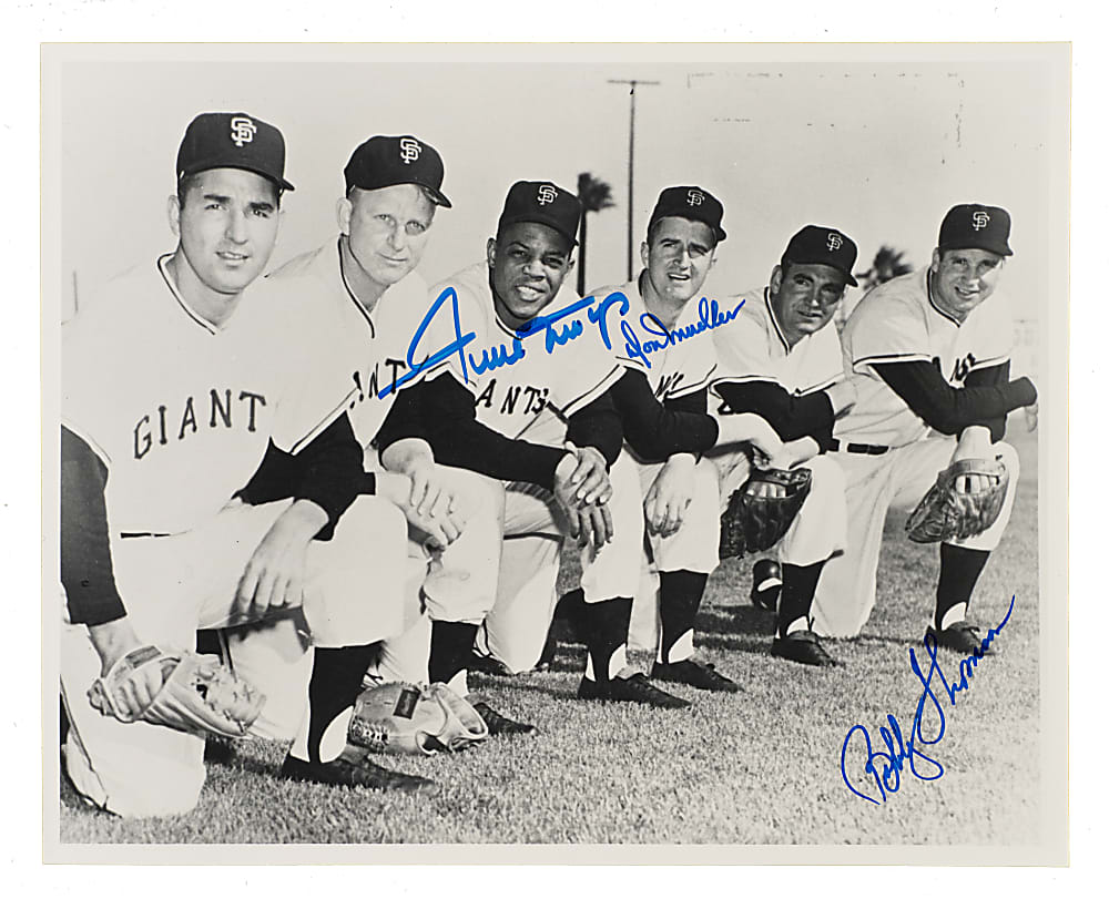 Willie Mays, Bobby Thomson, and Don Mueller Signed Photograph
