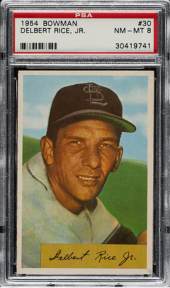 1954 Bowman #30 Delbert Rice Jr. PSA NM-MT 8