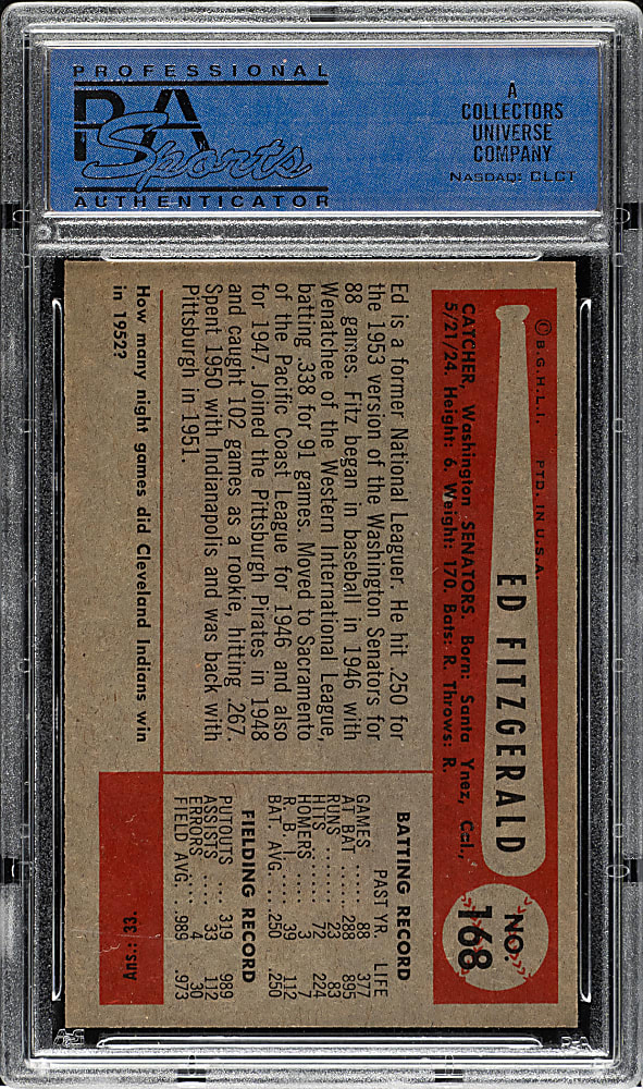 1954 Bowman #168 Ed FitzGerald PSA NM-MT 8