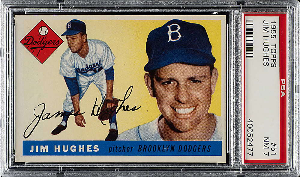 1955 Topps #51 Jim Hughes PSA NM 7