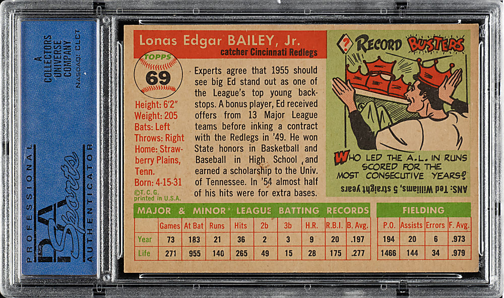 1955 Topps #69 Ed Bailey PSA NM 7