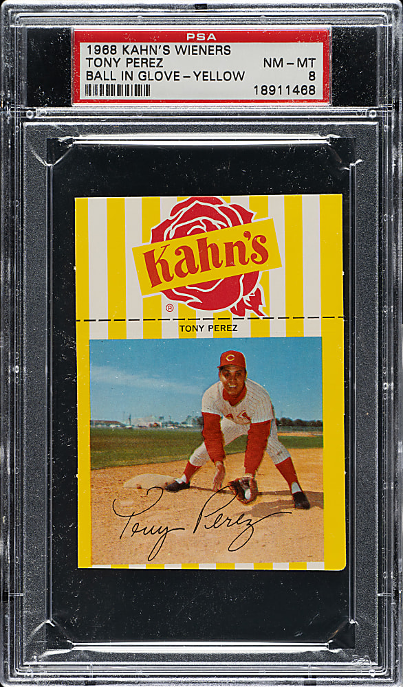 1968 Kahn's Wieners Tony Perez Yellow PSA NM-MT 8