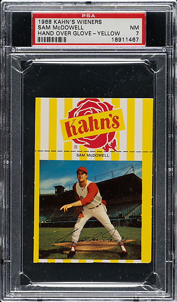 1968 Kahn's Wieners Sam McDowell Yelllow PSA NM 7