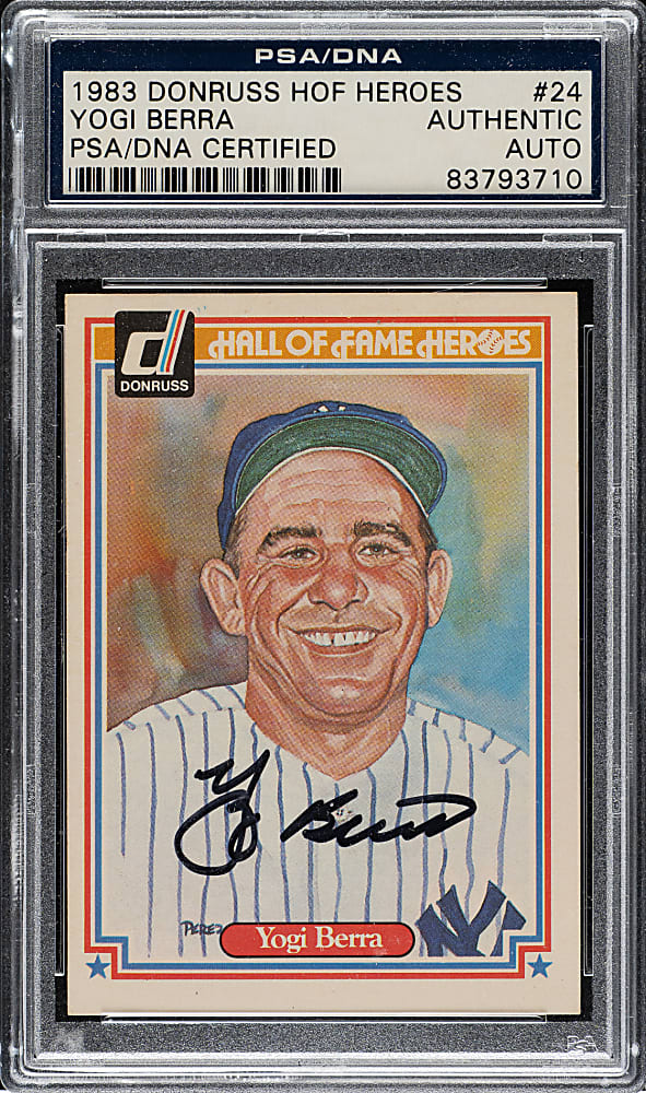 Signed 1983 Donruss Hall of Fame Heroes #24 Yogi Berra - PSA/DNA