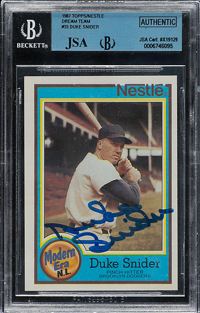 Signed 1987 Topps Nestle All Time Dream Team #33 Duke Snider - Beckett/JSA