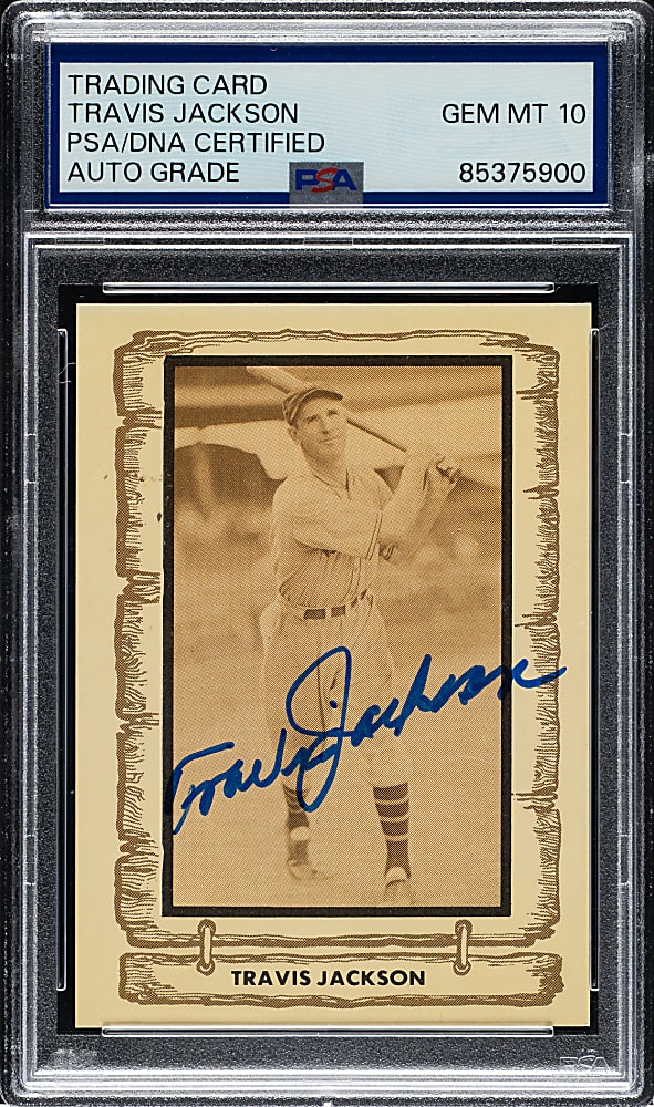 Signed 1981 Cramer Baseball Legends Series 3 #87 Travis Jackson PSA/DNA GEM MINT 10