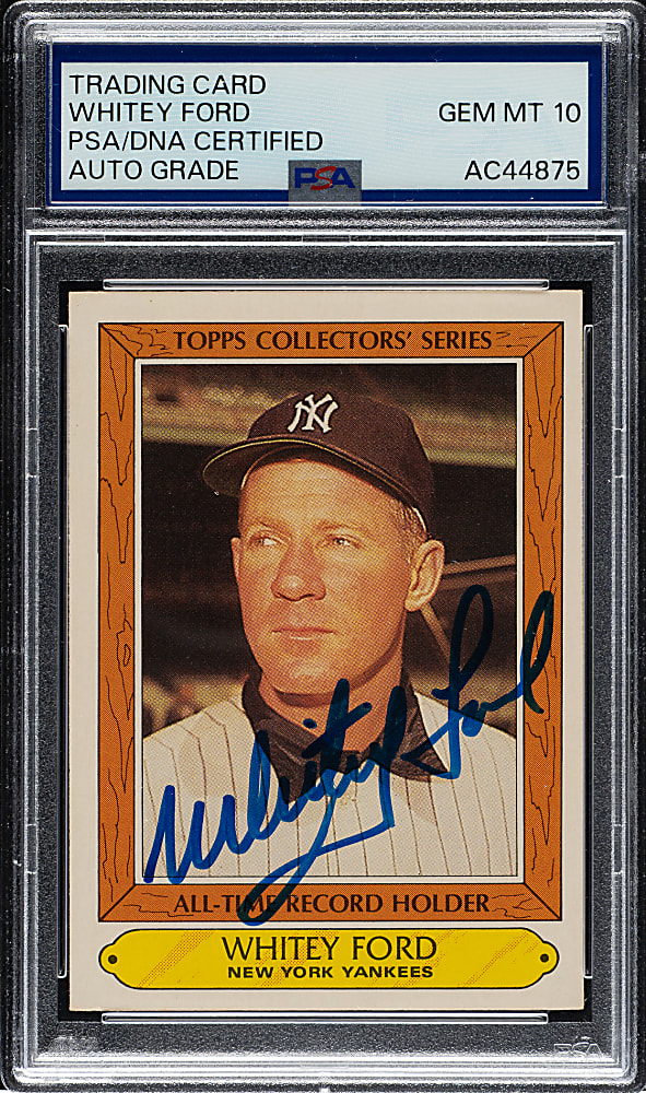 Signed 1985 Topps Woolworth All Time Record Holders #11 Whitey Ford PSA/DNA GEM MINT 10