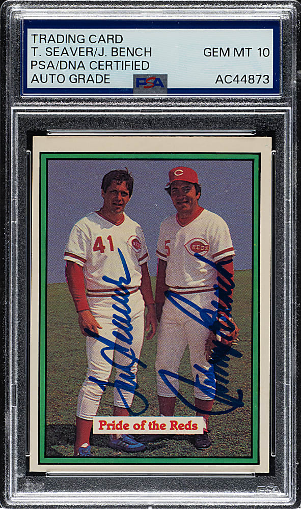Signed 1982 Donruss #628 Tom Seaver/Johnny Bench PSA/DNA GEM MINT 10