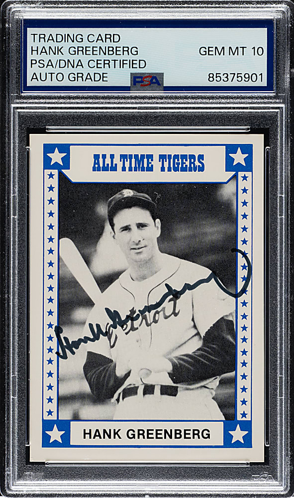 Signed 1980 TCMA All-Time Tigers #4 Hank Greenberg PSA/DNA GEM MINT 10