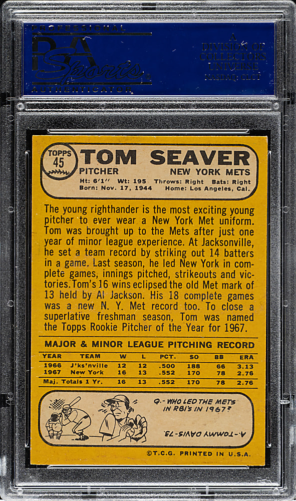 1968 Topps #45 Tom Seaver PSA EX-MT 6