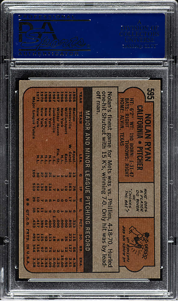 1972 Topps #595 Nolan Ryan PSA NM 7