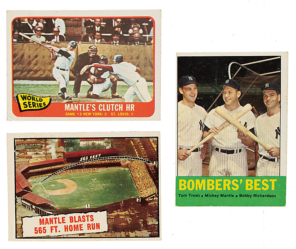 1961 to 1965 Topps Mickey Mantle Trio
