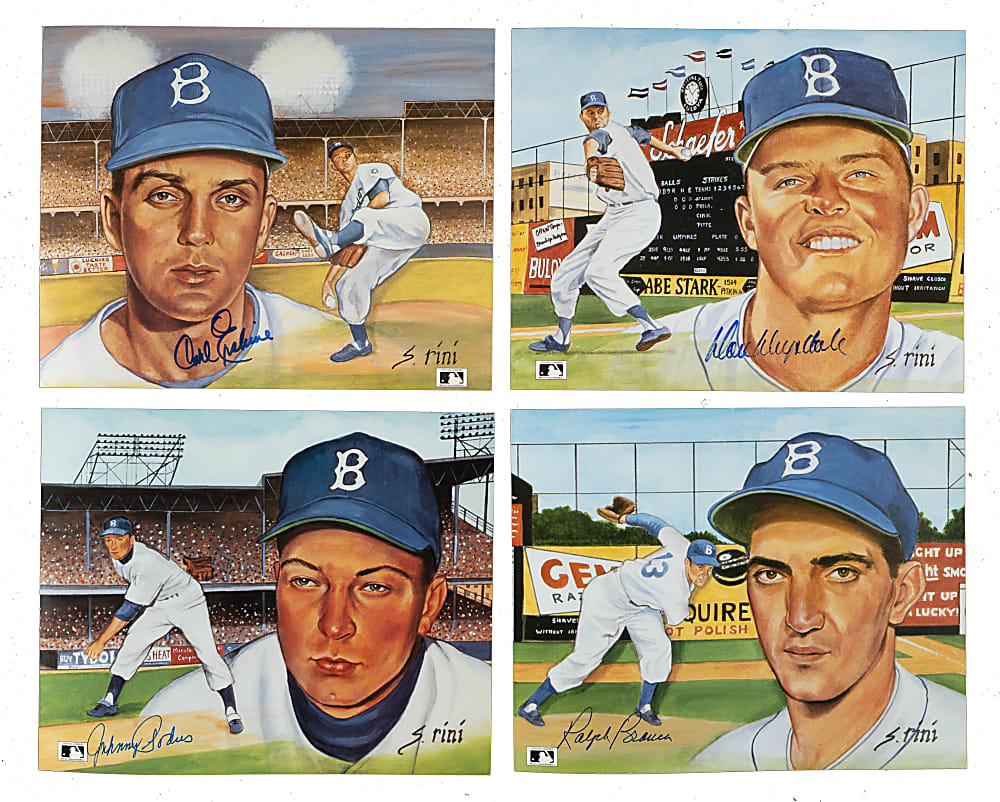 Signed 1988 Historic Limited Edition "Susan Rini - Brooklyn Dodgers" Oversized-Card Collection (17)