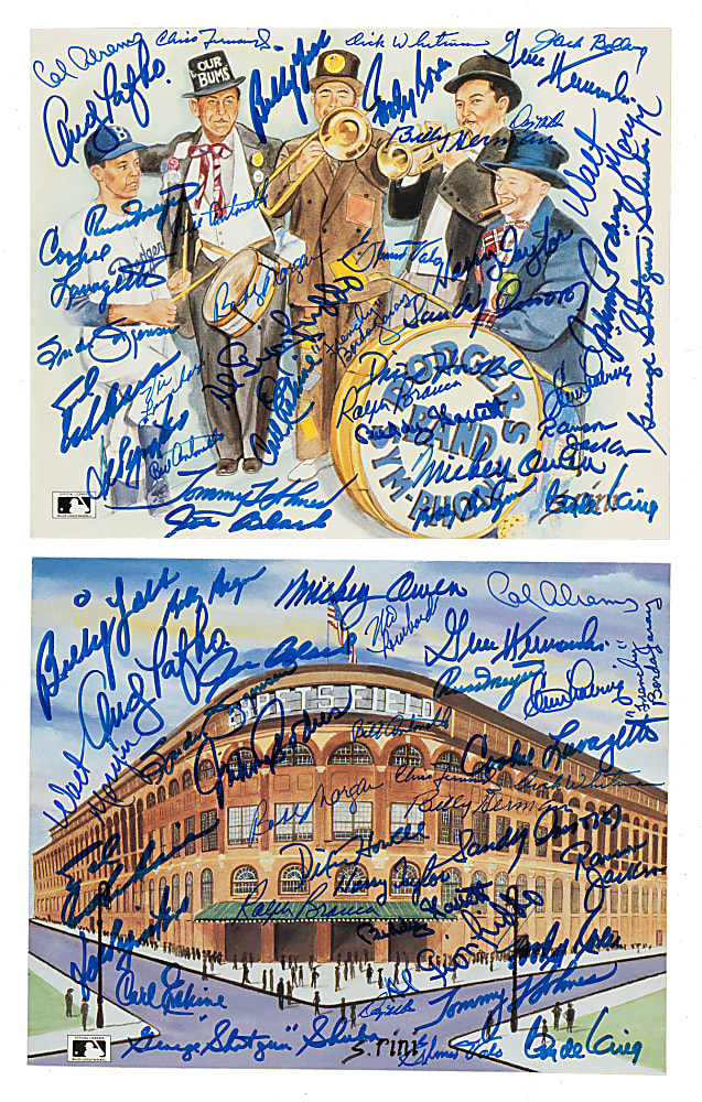 Multi-Signed 1988 Historic Limited Edition "Susan Rini - Brooklyn Dodgers" Oversized-Card Pair